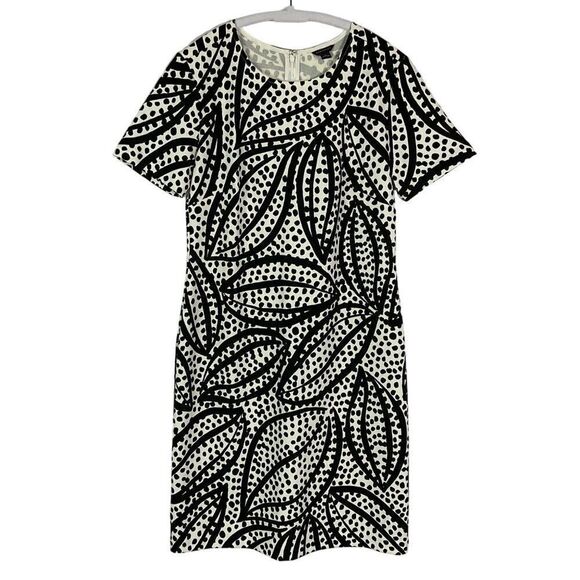 Ann Taylor Cheetah Leaf Shift Dress Size 2 Polyester/Spandex NWOT, Black/white - Picture 2 of 8